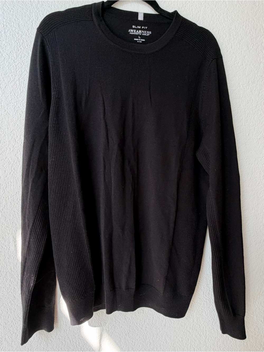 Kenneth Cole Black Slim Crewneck Sweater